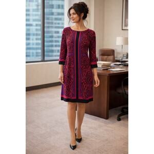 Style & Co Womens Shift Dress Small Office Business Preppy Artsy Tunic Preppy